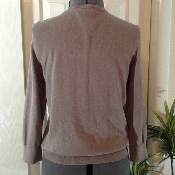 Loft Taupe 3/4 Sleeve Cotton Cardigan Top - Picture 2 of 6